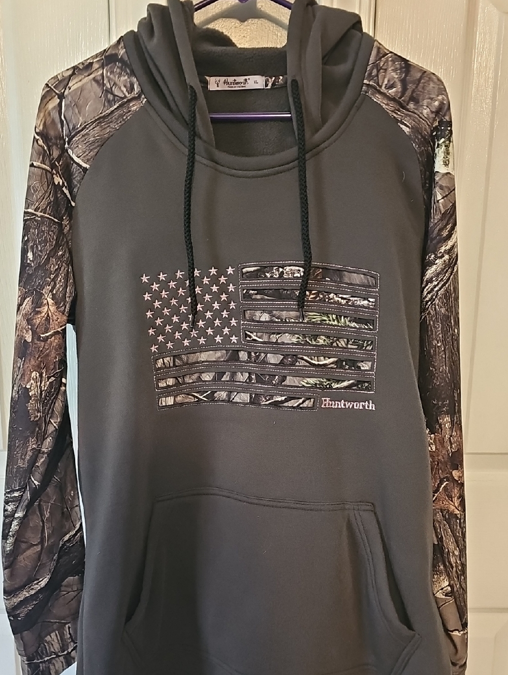Women's Gray Camo Flag Hoodie